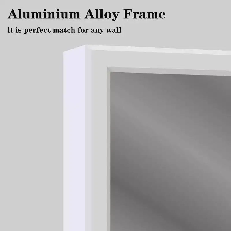 Specchio da Bagno Moderno con Cornice Bianca: Extra-Large, Alluminio, Montaggio a Parete, Verticale/Orizzontale