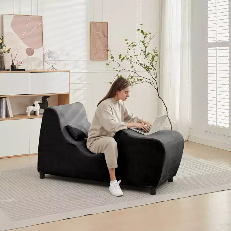 Sedia lunga per yoga in velluto per adulti, sedia da stretching e relax per interni