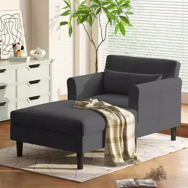 Divano Chaise Longue da 37 pollici in velluto ghiaccio per soggiorno e camera da letto