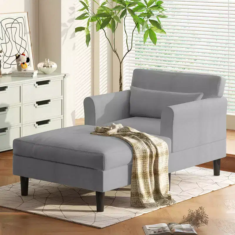 Divano Chaise Longue da 37 pollici in velluto ghiaccio per soggiorno e camera da letto