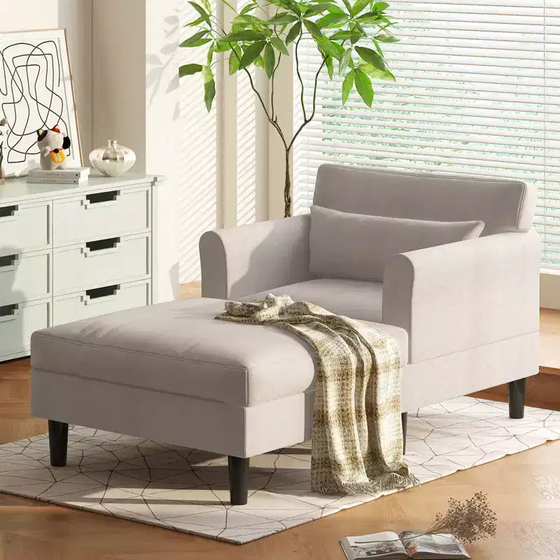 37-Inch Ice Velvet Chaise Lounge Sofa Couch for Living Room and Bedroom