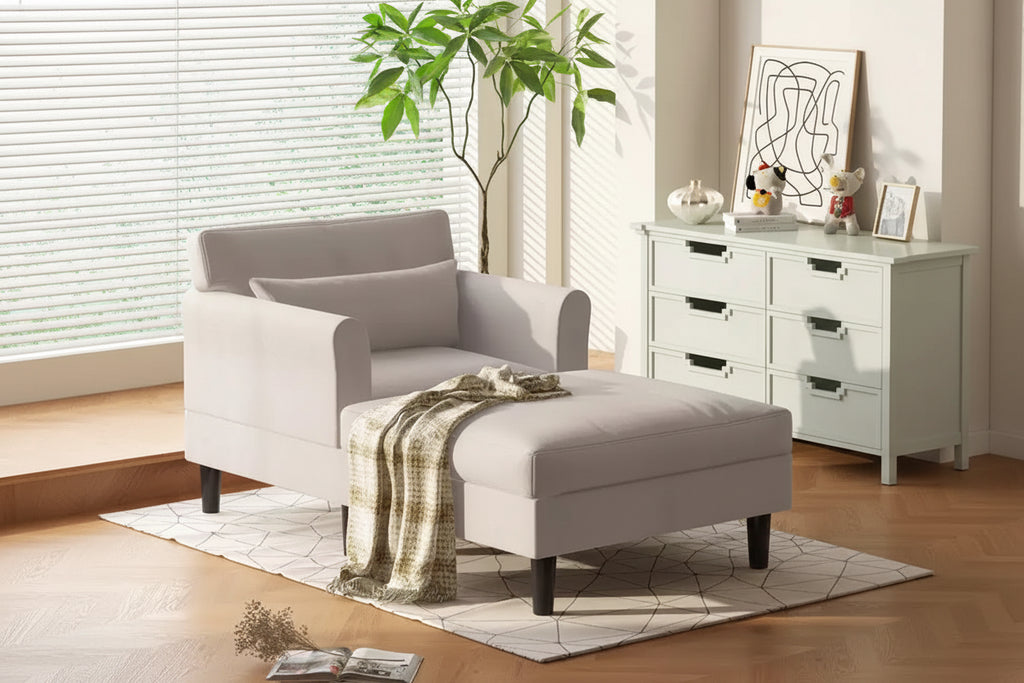 Mjkone 37'' Ice Velvet Chaise Lounge Sofa Couch