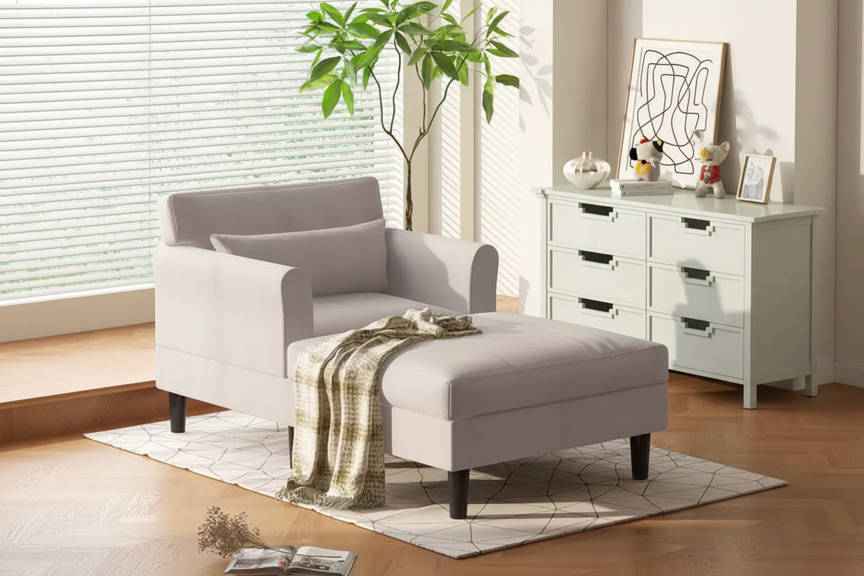 Mjkone 37'' Ice Velvet Chaise Lounge Sofa Couch