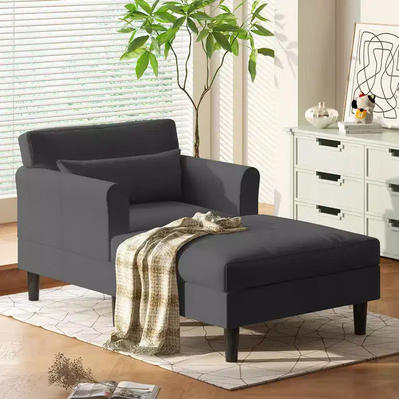 37-Inch Ice Velvet Chaise Lounge Sofa Couch for Living Room and Bedroom