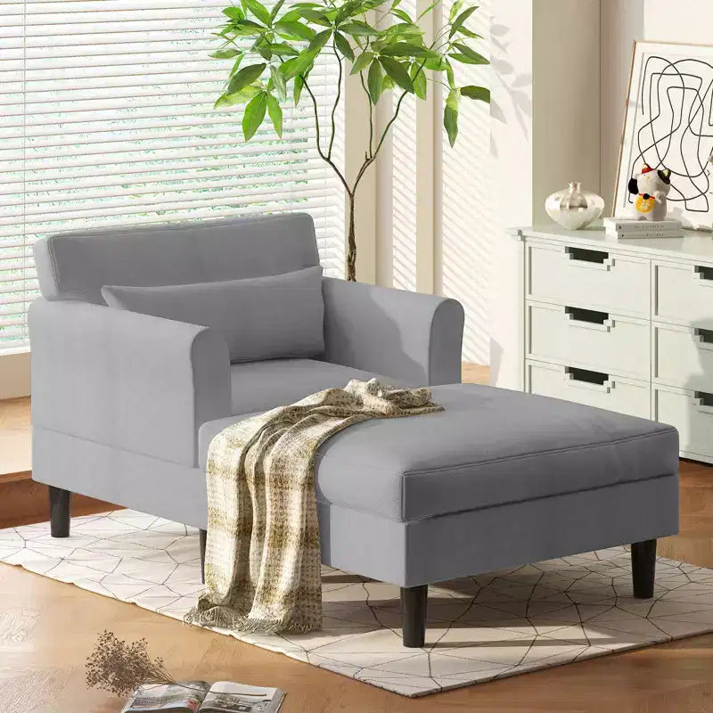 37-Inch Ice Velvet Chaise Lounge Sofa Couch for Living Room and Bedroom