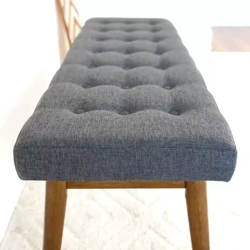 Panca in legno massello Ada Modern da 43 pollici con rivestimento in tessuto trapuntato a bottoni