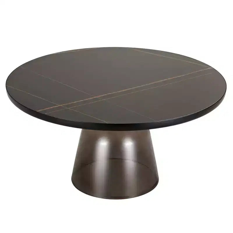 Modern Round Glass Coffee Table with Black Rim and Sturdy Metal Frame for Living Room and Lounge