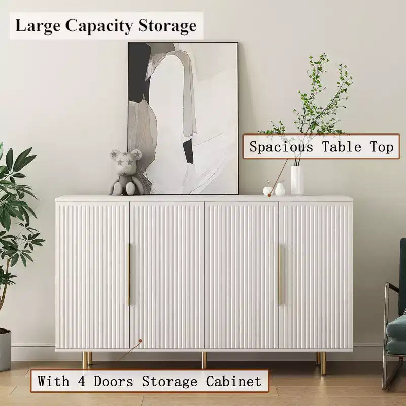 Credenza Moderna con Ante Scanalate e Ripiani Regolabili, Buffet Grande, Madia, Mobile Contenitore, Tavolo Consolle