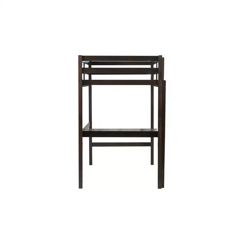 Letto a soppalco in legno di gomma matrimoniale con scrivania integrata, scaletta e ringhiera di sicurezza, 78.6 x 41.4 pollici