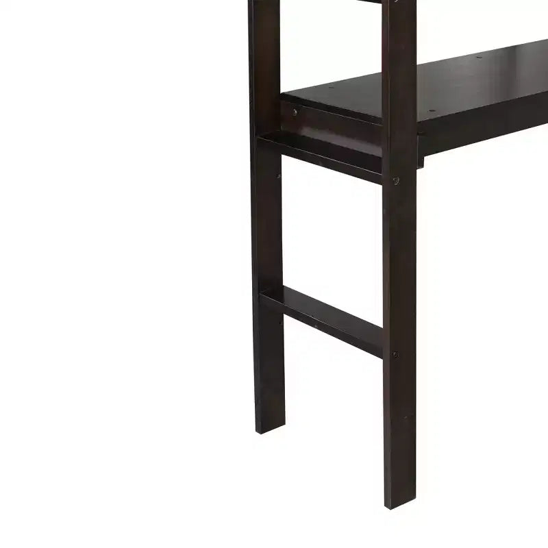Letto a soppalco in legno di gomma matrimoniale con scrivania integrata, scaletta e ringhiera di sicurezza, 78.6 x 41.4 pollici