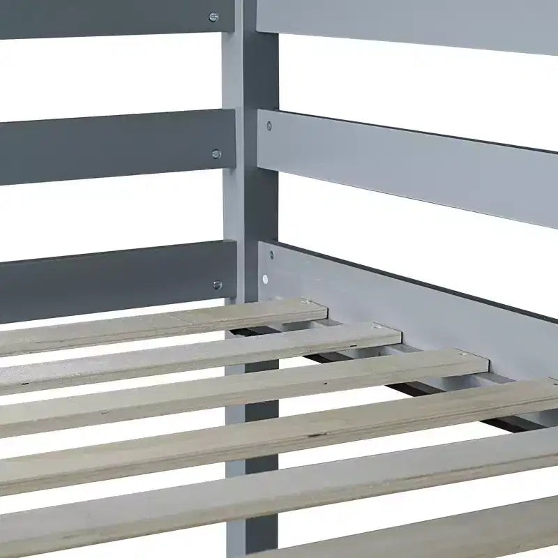Letto a soppalco in legno di gomma matrimoniale con scrivania integrata, scaletta e ringhiera di sicurezza, 78.6 x 41.4 pollici