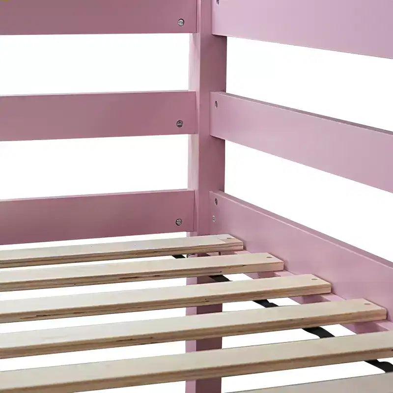 Letto a soppalco in legno di gomma matrimoniale con scrivania integrata, scaletta e ringhiera di sicurezza, 78.6 x 41.4 pollici
