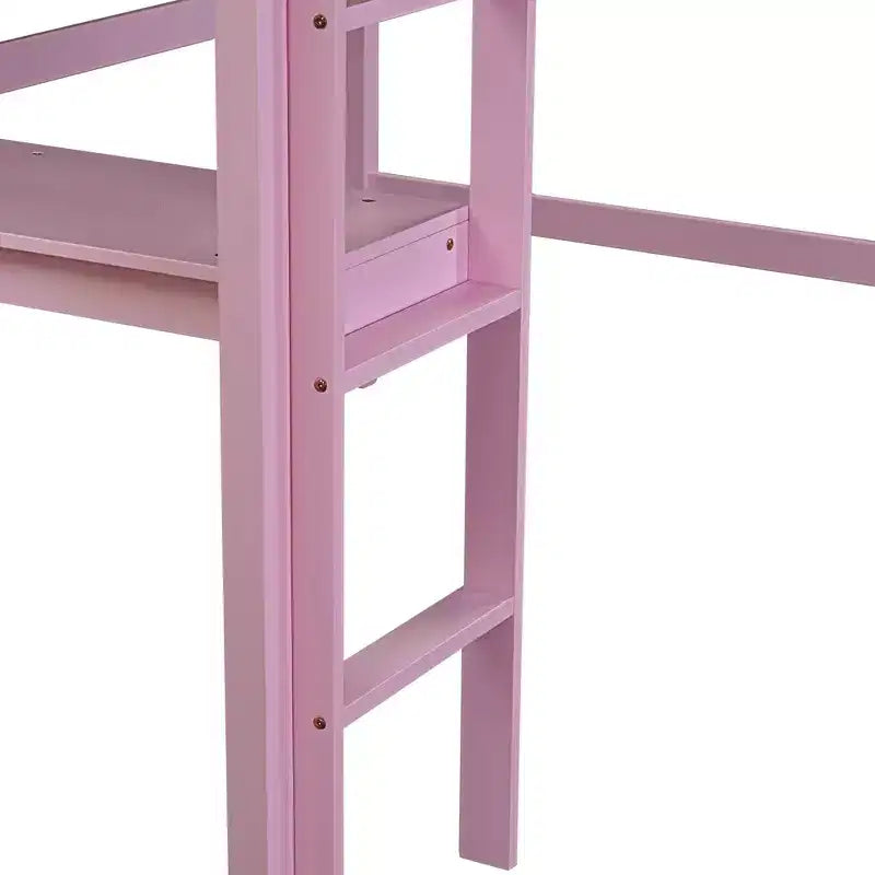 Letto a soppalco in legno di gomma matrimoniale con scrivania integrata, scaletta e ringhiera di sicurezza, 78.6 x 41.4 pollici