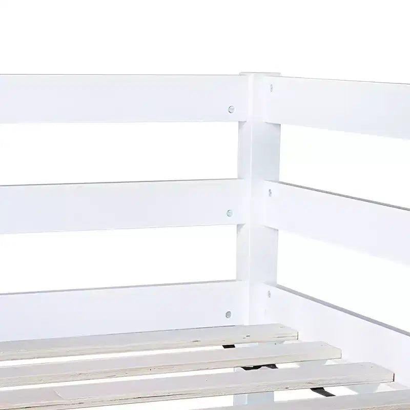 Letto a soppalco in legno di gomma matrimoniale con scrivania integrata, scaletta e ringhiera di sicurezza, 78.6 x 41.4 pollici