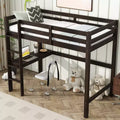 Letto a soppalco in legno di gomma matrimoniale con scrivania integrata, scaletta e ringhiera di sicurezza, 78.6 x 41.4 pollici