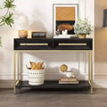 45.5W Console Table, Entryway Table with Two Drawers, Retro Hallway Table with Striking Geometric Design - ModernLuxe
