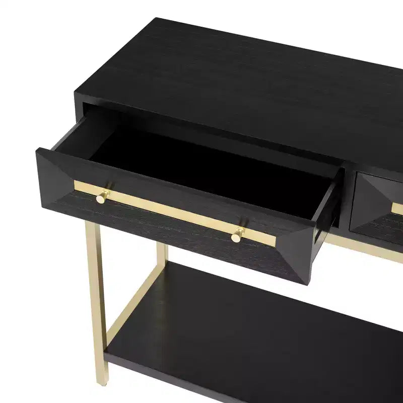 Tavolo consolle retrò da 45,5 pollici con due cassetti e design geometrico per ingresso o corridoio