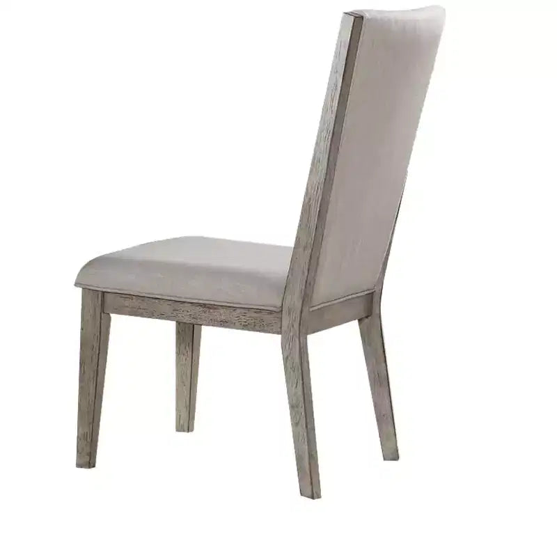 Set of 2 Gray Fabric and Solid Wood Dining Side Chairs with Upholstered Back