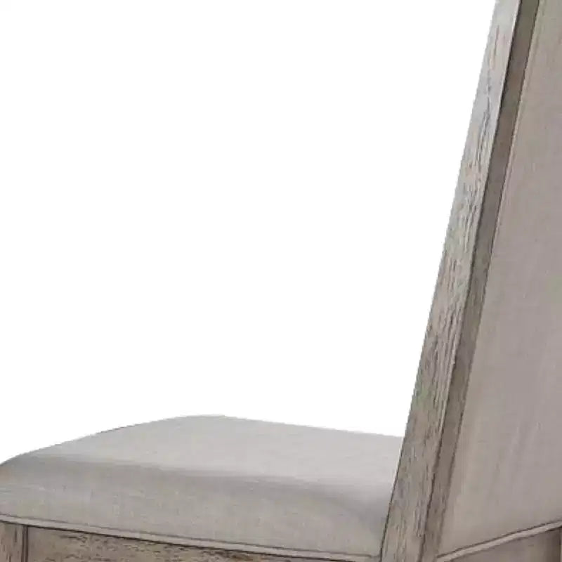 Set of 2 Gray Fabric and Solid Wood Dining Side Chairs with Upholstered Back