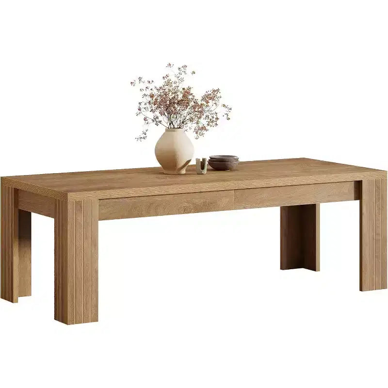 Lantine 78.7-Inch Dining Table for 6, Farmhouse Kitchen Table with Heavy Duty Legs for Dining Room, Kitchen, Living Room, Rustic Brown