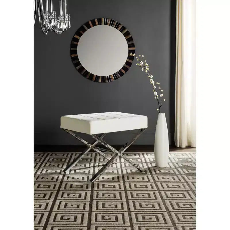 Poggiapiedi Pouf Moderno Minimalista in Pelle PU, Poggiapiedi Accent Nero per Soggiorno