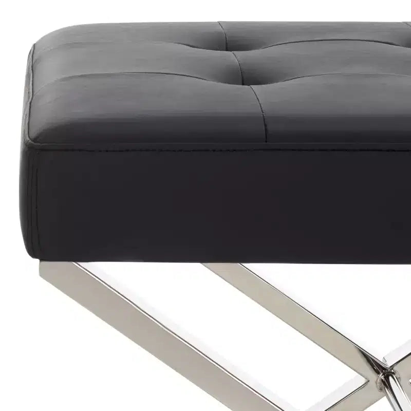 Poggiapiedi Pouf Moderno Minimalista in Pelle PU, Poggiapiedi Accent Nero per Soggiorno