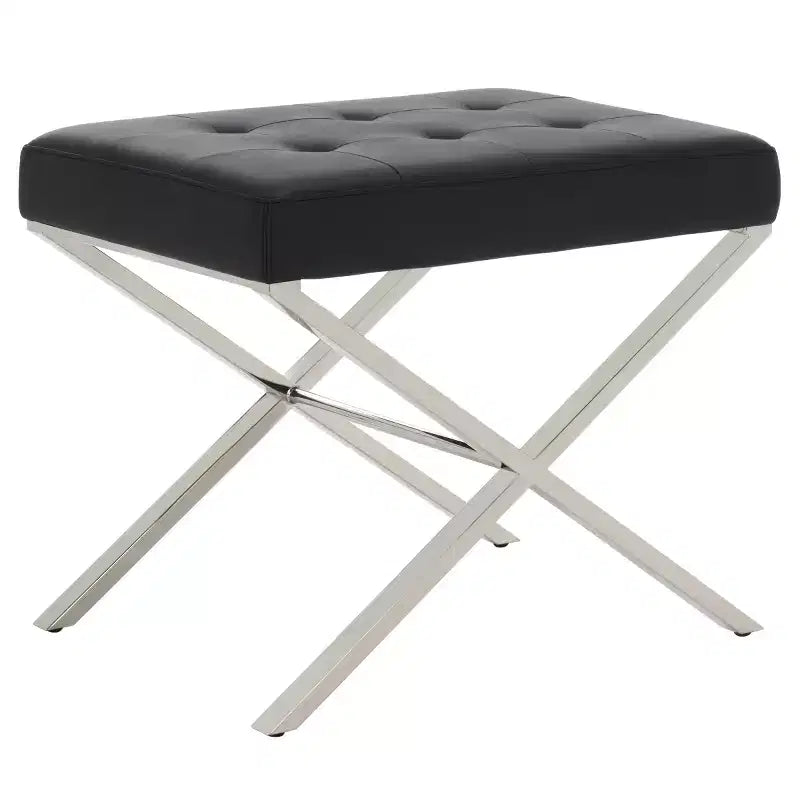 Poggiapiedi Pouf Moderno Minimalista in Pelle PU, Poggiapiedi Accent Nero per Soggiorno