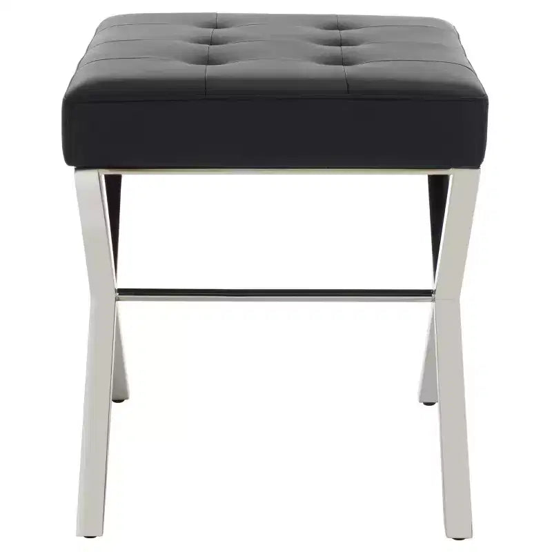 Poggiapiedi Pouf Moderno Minimalista in Pelle PU, Poggiapiedi Accent Nero per Soggiorno