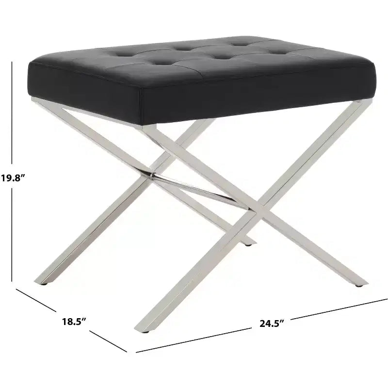 Poggiapiedi Pouf Moderno Minimalista in Pelle PU, Poggiapiedi Accent Nero per Soggiorno