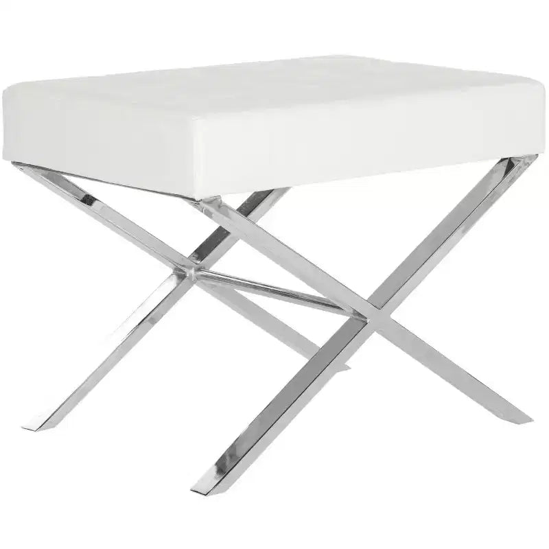 Poggiapiedi Pouf Moderno Minimalista in Pelle PU, Poggiapiedi Accent Nero per Soggiorno