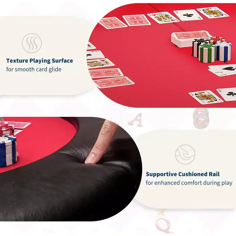 Tavolo da Poker Pieghevole Rotondo da 48 Pollici per 8 Giocatori con Portabicchieri, Superficie in Feltro di Qualità da Casinò per Texas Hold'em e Blackjack, Tavolo da Gioco di Carte Portatile