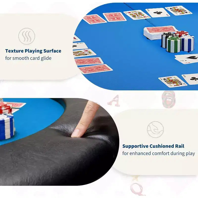 Tavolo da Poker Pieghevole Rotondo da 48 Pollici per 8 Giocatori con Portabicchieri, Superficie in Feltro di Qualità da Casinò per Texas Hold'em e Blackjack, Tavolo da Gioco di Carte Portatile