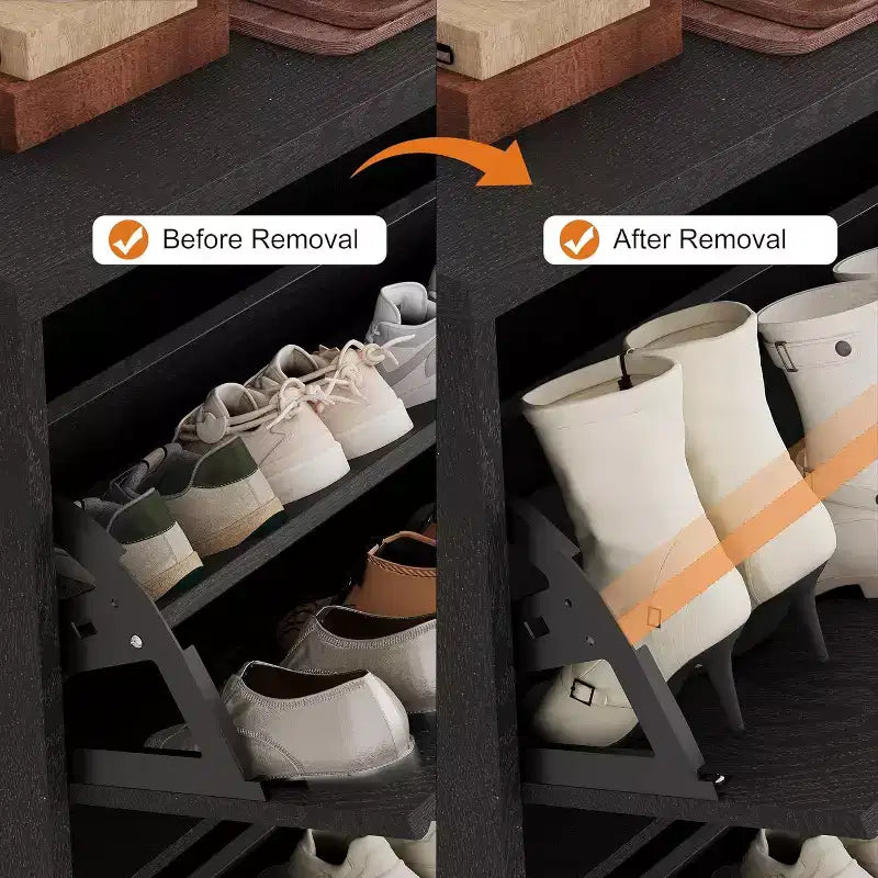Scarpiera a 4 Ante con Design Scanalato, Ripiani Regolabili e Rimovibili, Mobile Organizzatore Salvaspazio per Scarpe e Piccoli Oggetti