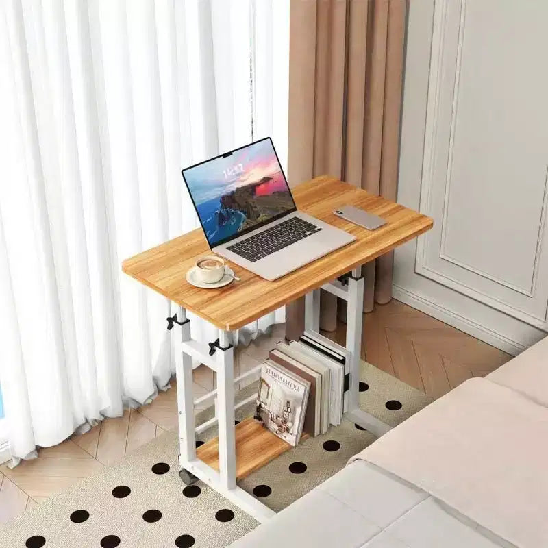 Scrivania Mobile Regolabile in Altezza, Carrello per Laptop con Ruote, 80x40 cm, Altezza 68,5-89 cm