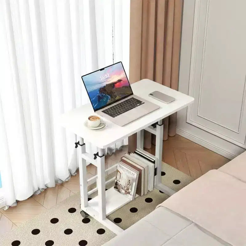 Scrivania Mobile Regolabile in Altezza, Carrello per Laptop con Ruote, 80x40 cm, Altezza 68,5-89 cm
