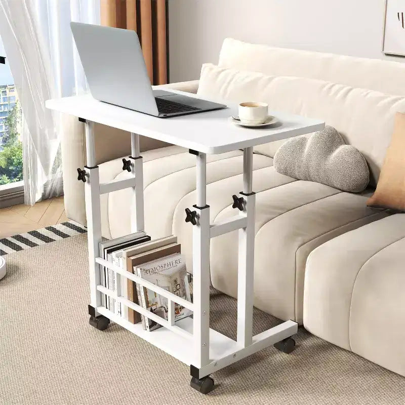 Scrivania Mobile Regolabile in Altezza, Carrello per Laptop con Ruote, 80x40 cm, Altezza 68,5-89 cm
