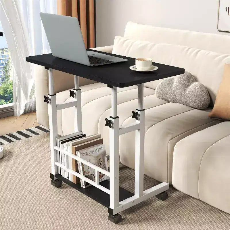 Scrivania Mobile Regolabile in Altezza, Carrello per Laptop con Ruote, 80x40 cm, Altezza 68,5-89 cm