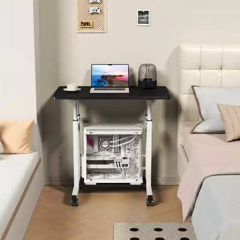 Scrivania Mobile Regolabile in Altezza, Carrello per Laptop con Ruote, 80x40 cm, Altezza 68,5-89 cm