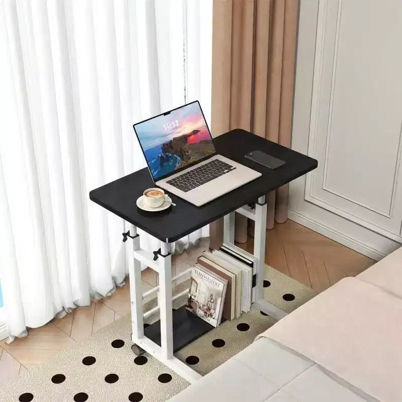 Scrivania Mobile Regolabile in Altezza, Carrello per Laptop con Ruote, 80x40 cm, Altezza 68,5-89 cm