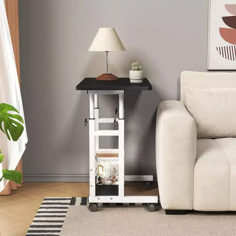 Scrivania Mobile Regolabile in Altezza, Carrello per Laptop con Ruote, 80x40 cm, Altezza 68,5-89 cm