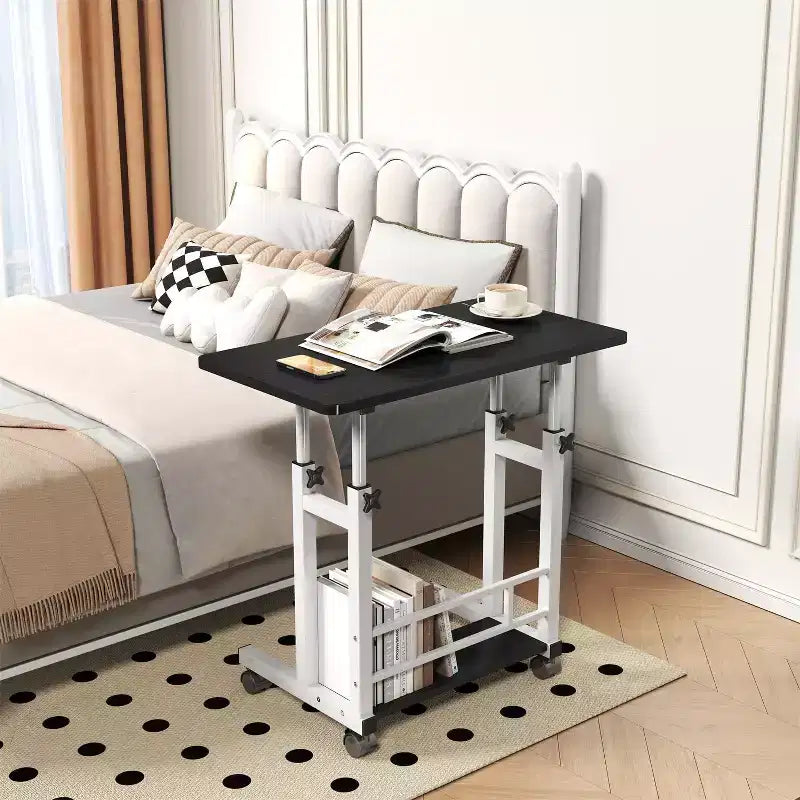 Adjustable Height Mobile Standing Desk, Rolling Laptop Cart with Wheels, 31.5x15.75in, 27-35in Height