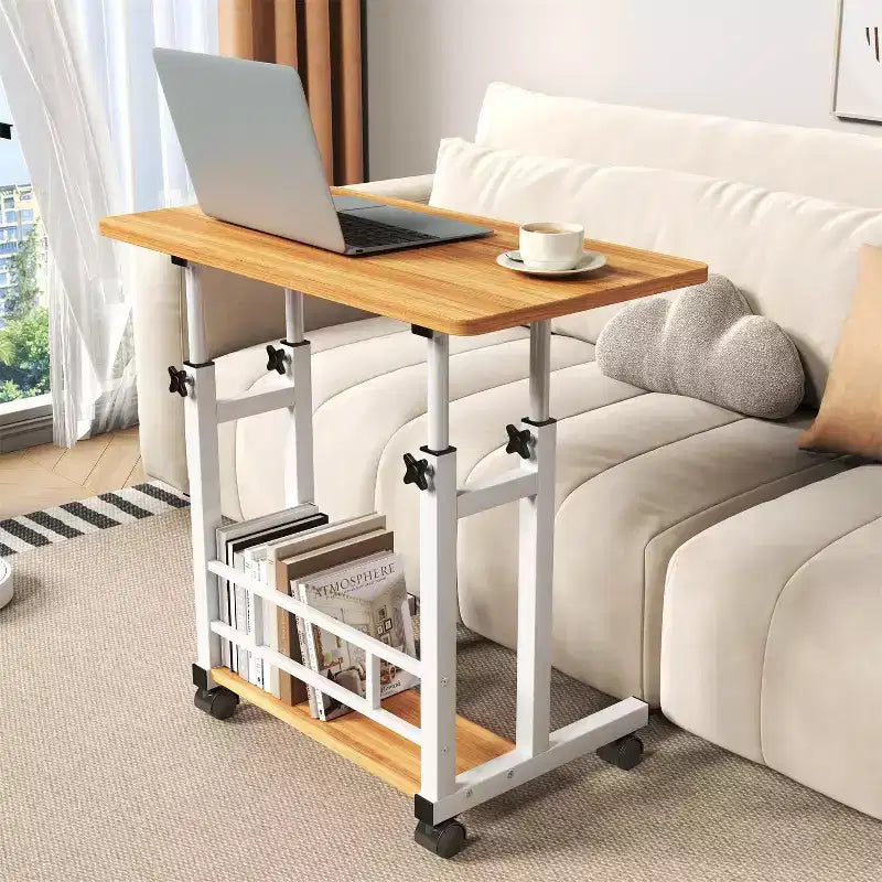 Scrivania Mobile Regolabile in Altezza, Carrello per Laptop con Ruote, 80x40 cm, Altezza 68,5-89 cm