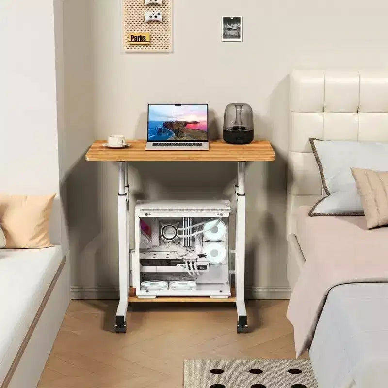 Scrivania Mobile Regolabile in Altezza, Carrello per Laptop con Ruote, 80x40 cm, Altezza 68,5-89 cm