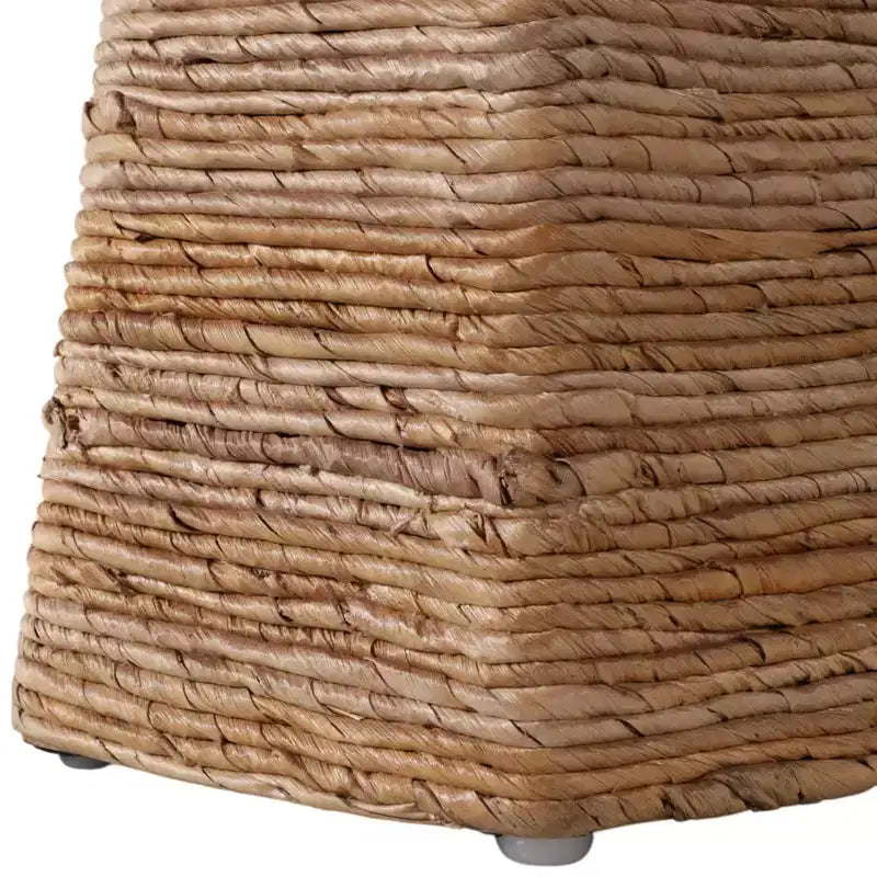 Tavolino Intrecciato con Piano in Pietra per Piccoli Spazi - Tavolino Unico Naturale per l'Arredamento della Camera da Letto o lo Styling del Soggiorno - 20, Beige e Avorio