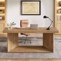Scrivania direzionale da 160 cm con piedistallo per impieghi gravosi, workstation da fattoria per ufficio domestico, marrone rustico