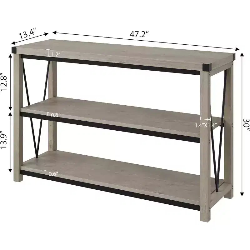 Tavolo d'ingresso per agriturismo, tavolo consolle stretto e lungo da 120 cm con contenitore, tavolo consolle a 3 ripiani in legno per soggiorno, tavoli da divano dietro il divano