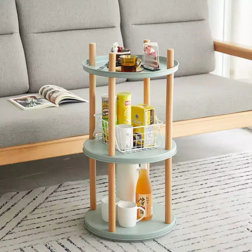 3 Tier Storage Bookshelf, Modern 360Rotating Bookshelf Organizer, Freestanding Wood Compact Storage Bookshelf for Living Room