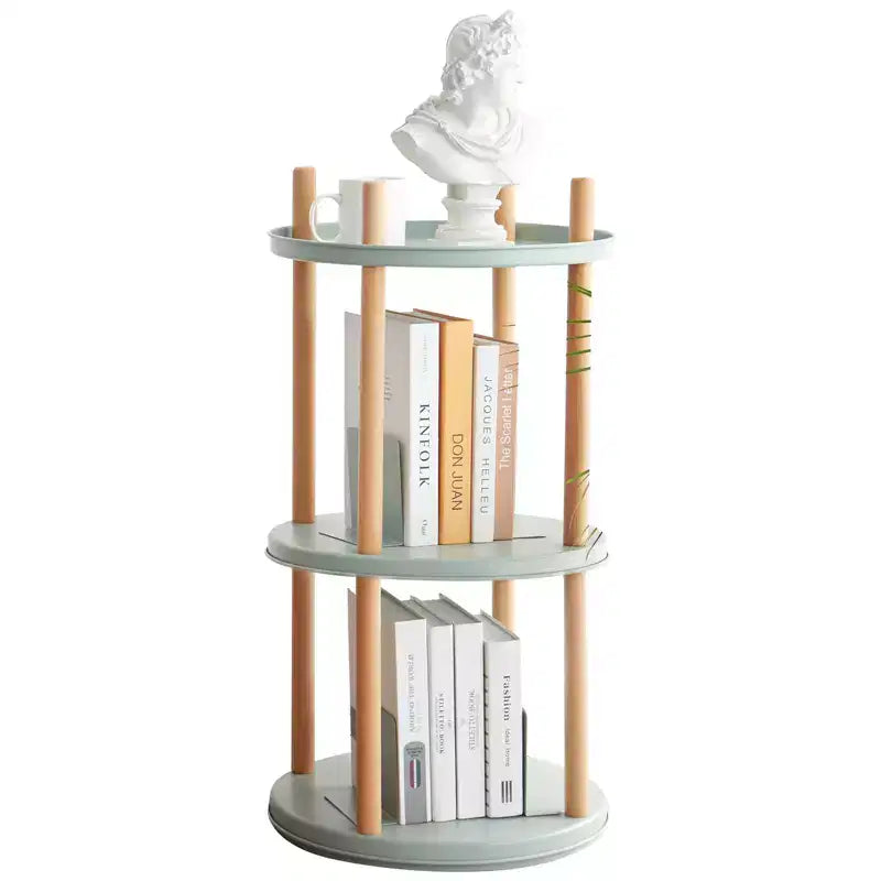 Libreria a 3 Ripiani, Libreria Moderna Girevole a 360°, Libreria Autoportante in Legno Compatta per Soggiorno