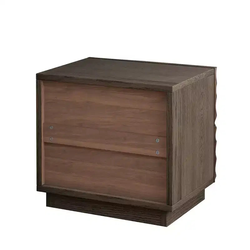 Comodino Moderno in Legno con 2 Cassetti Curvi e Guide Metalliche Silenziose per Camera da Letto