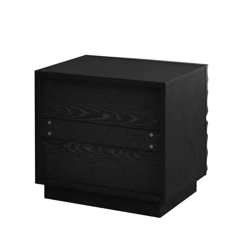 Comodino Moderno in Legno con 2 Cassetti Curvi e Guide Metalliche Silenziose per Camera da Letto